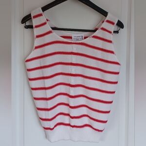 VTG INDIAN HARBOUR BY SWEATERS USA, INC. LARGE RED/WHITE STRIPED KNIT TANK TOP